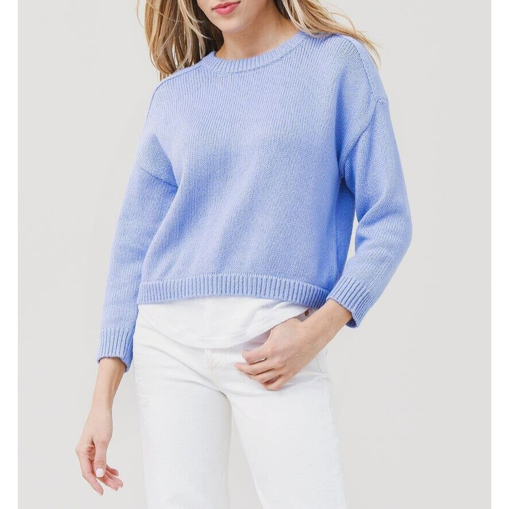 BROCHU WALKER Cashmere Corbin Looker Layered lilac Crewneck Sweater L A000481